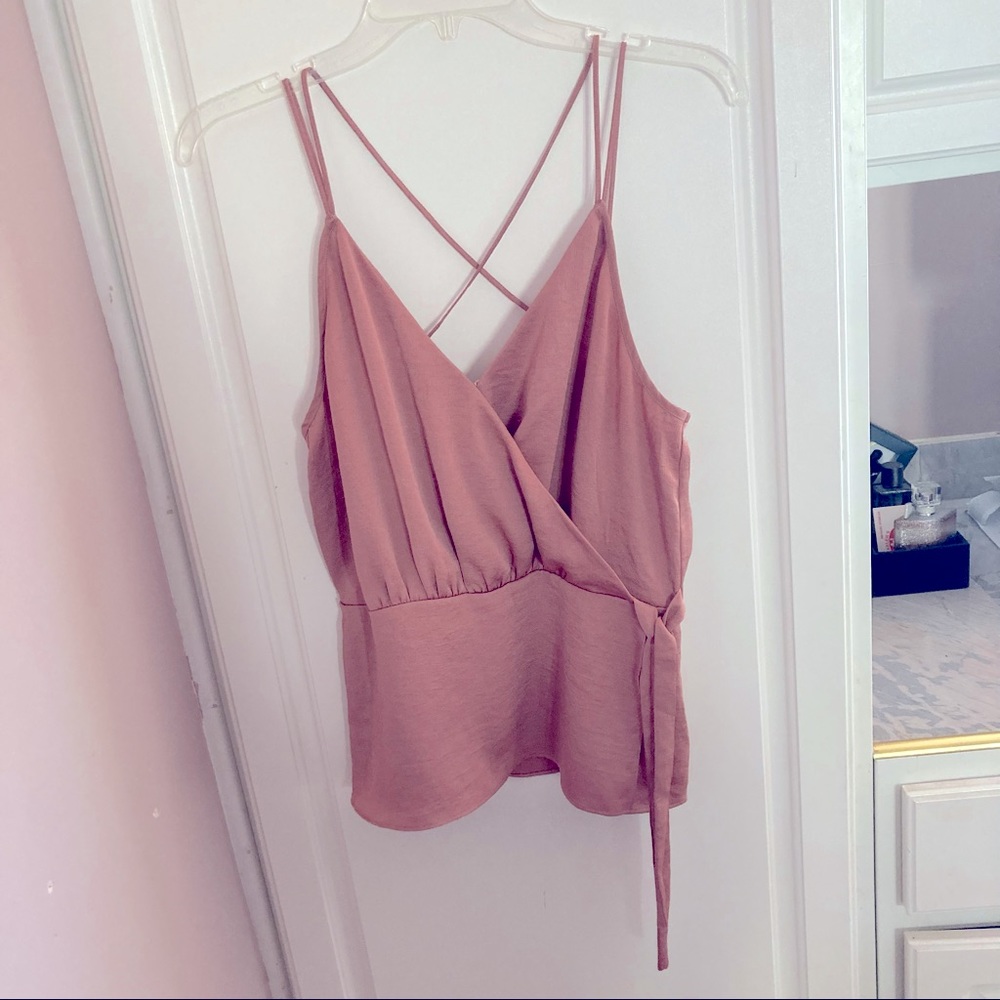 Faux wrap front tank top